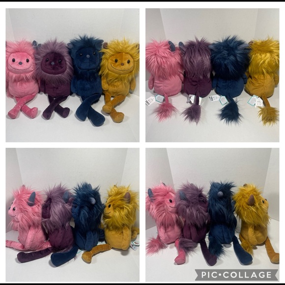 BNWT HTF Jellycat Monster Set of 4 JINX LUDA ZEKE GIBBLES, GREAT BASKET STUFFERS - Picture 14 of 16